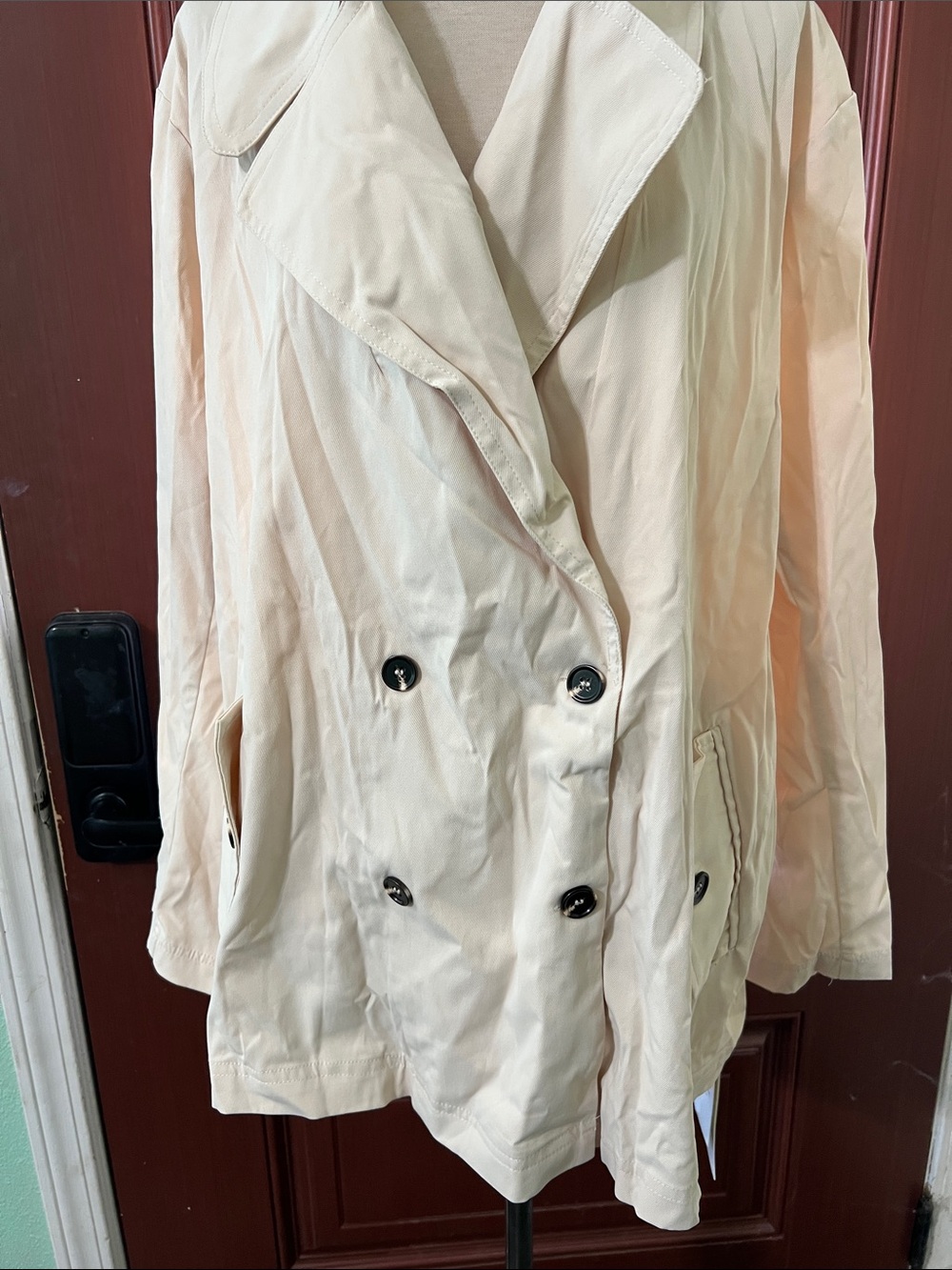 BloomChic Light Cream Double-Breasted Trench Coat